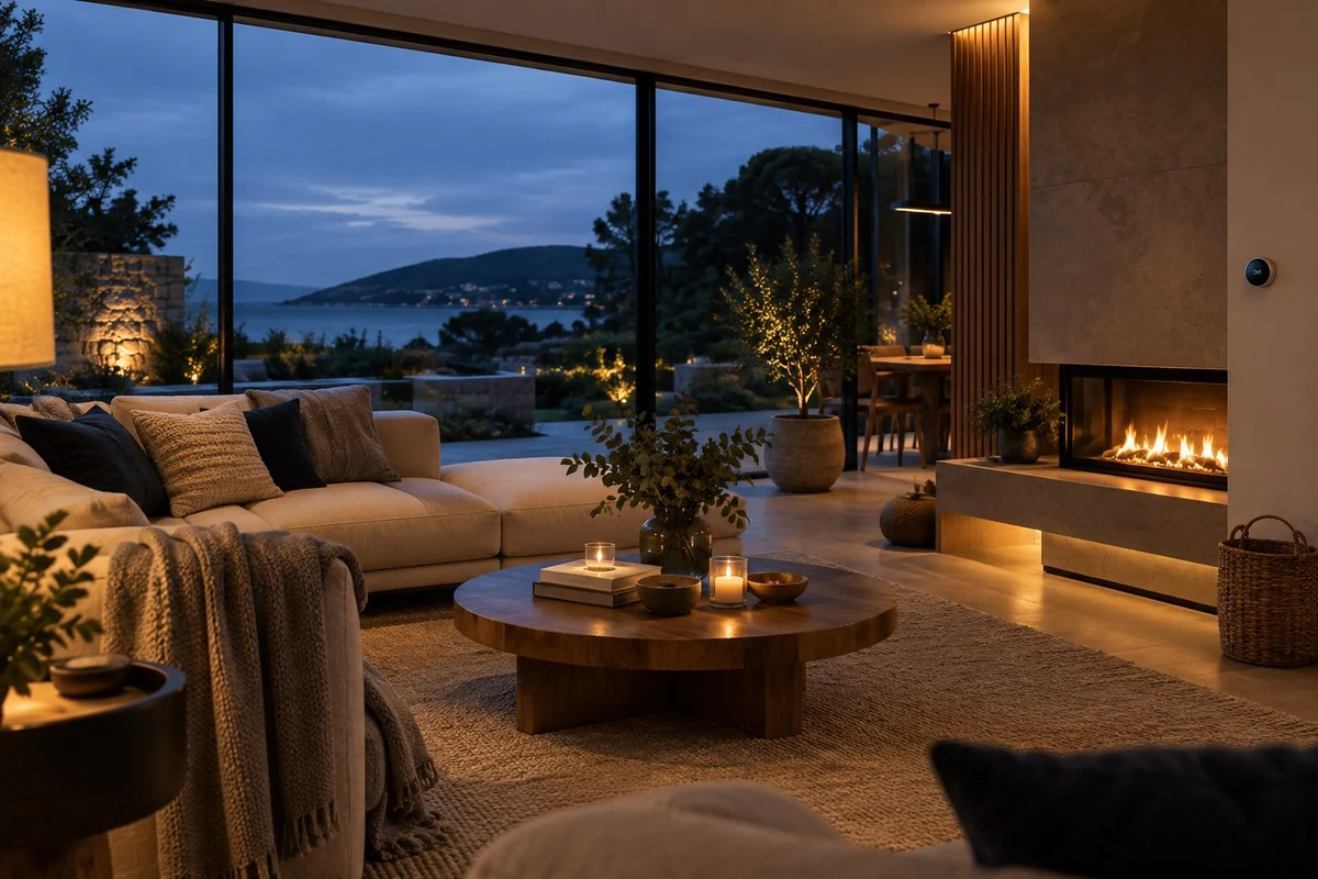 Comfortable contemporary home with warm integrated lighting
